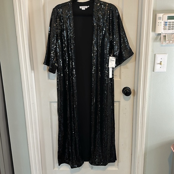 NWT GOOD AMERICAN BLACK SEQUINS ROBE CARDIGAN size 00/0=XS/S - Picture 5 of 11